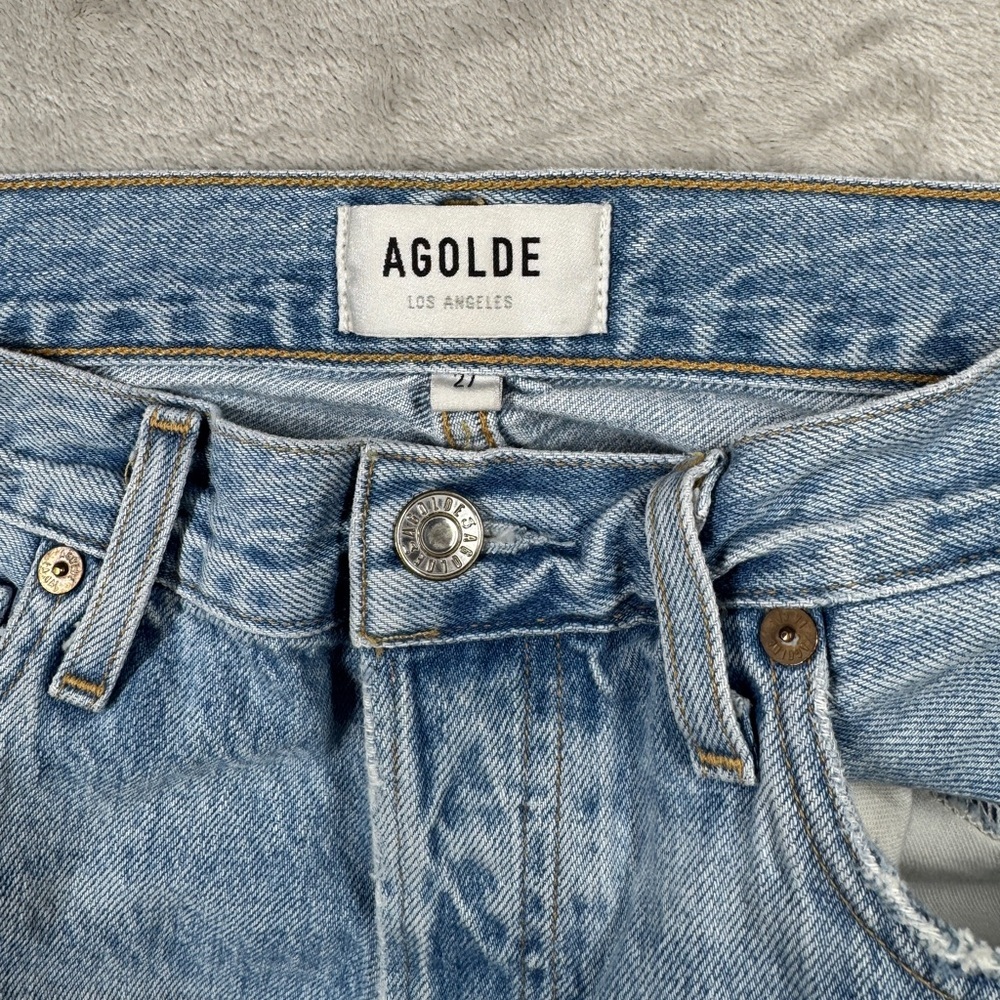 Agolde Jamie High Rise Tapered Intentionally Distressed 100% Cotton Jeans 27 - Picture 15 of 16